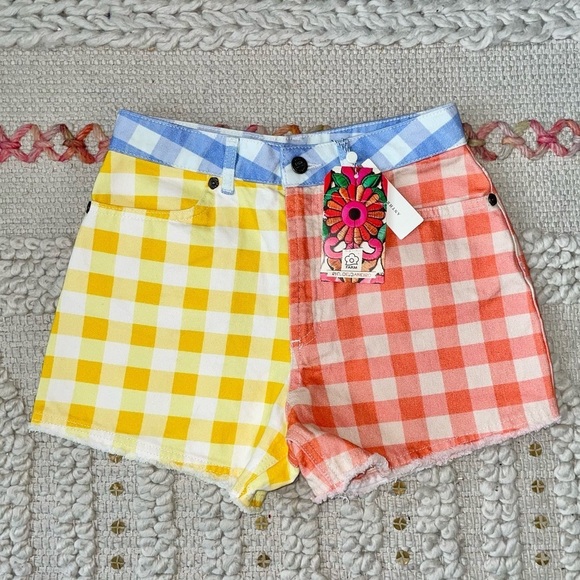 NEW Anthro FARM Rio Gingham Jean Shorts - Picture 3 of 7